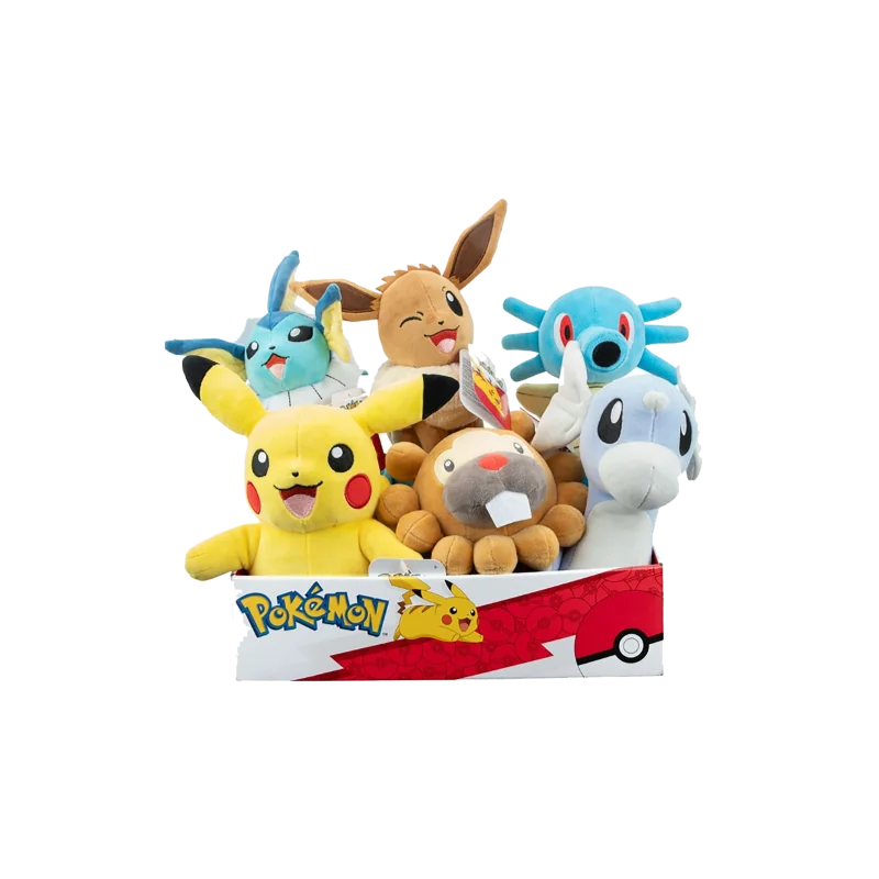 Pokemon - 20 cm plush toy assortment (Eevee, Aquali, Female Pikachu, Keunotor, Hypotrempe, Minidraco) 