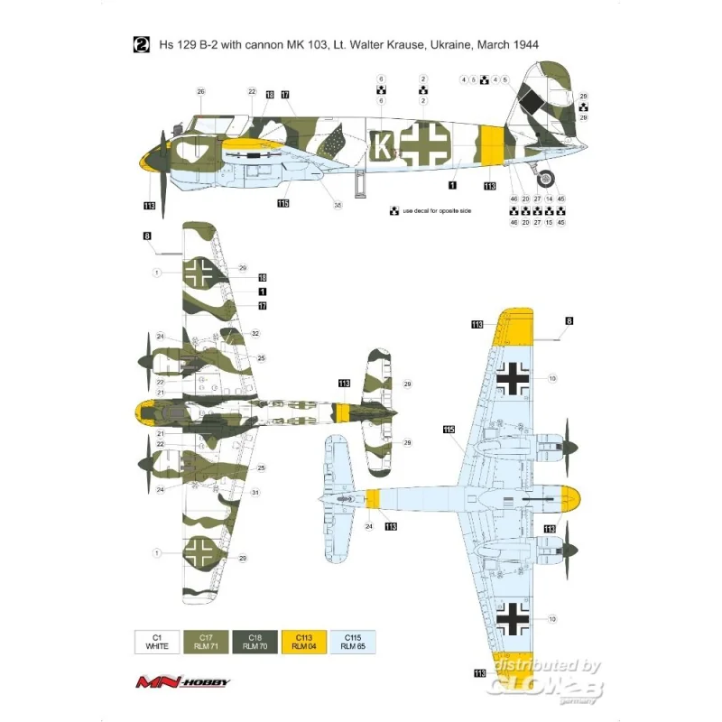 Henschel Hs-129B-2 with cannon MK 101 & MK103 Airplane model kit