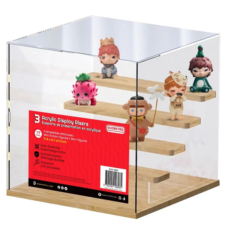 Evoretro Acrylic Display Case 30cm With 4 Step Staircase Stands and display units