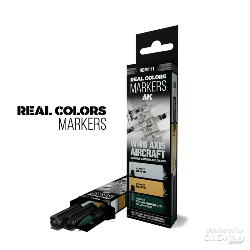 WWII AXIS AIRCRAFT SQUIGGLE CAMOUFLAGE COLORS - SET 3 REAL COLORS MARKERS Paint 