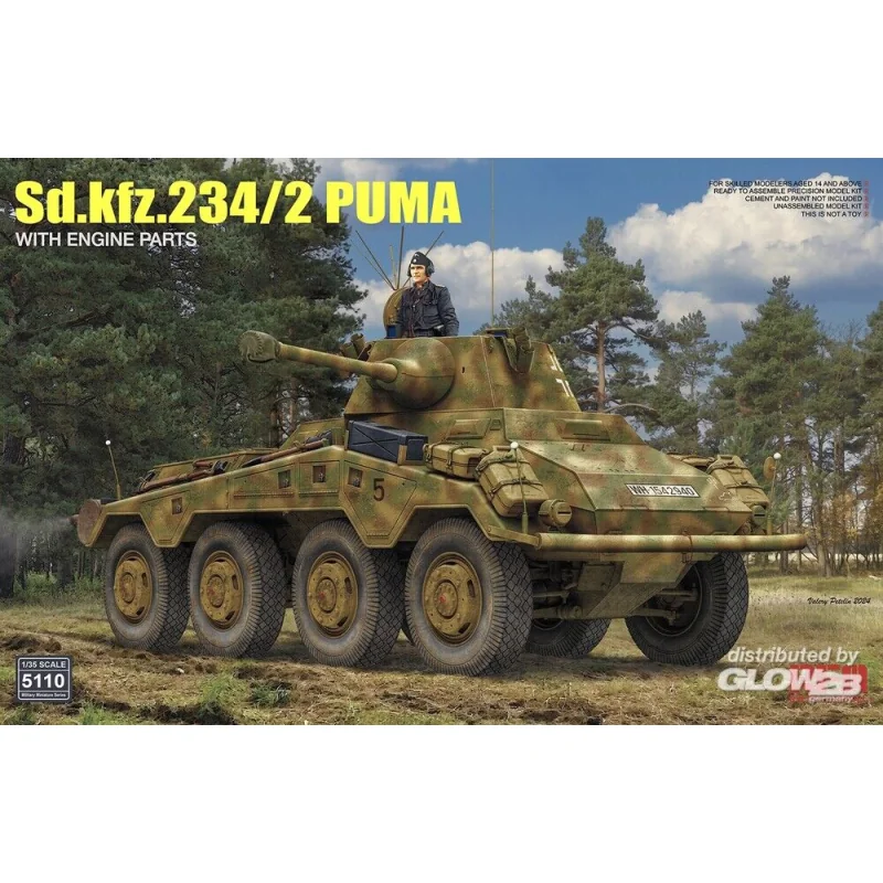 Sd.kfz 234/2 Puma w/ Engine Parts Model kit 