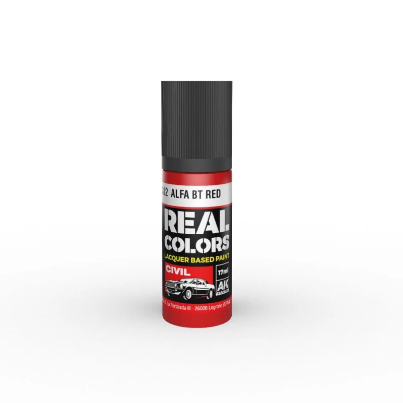 AK INTERACTIVE: Real Colors Alfa BT Red 17 ml, Paint 