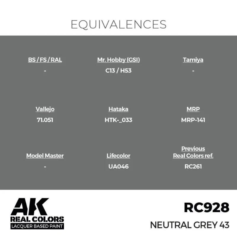 AK INTERACTIVE: Real Colors Neutral Grey 43 17 ml. AK Interactive