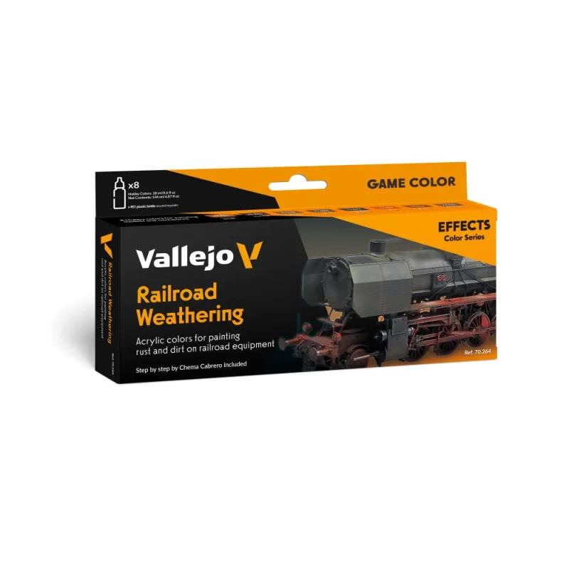 Vallejo 8 colors 18 ml set Railroad Weathering by Chema Cabrero Paint 