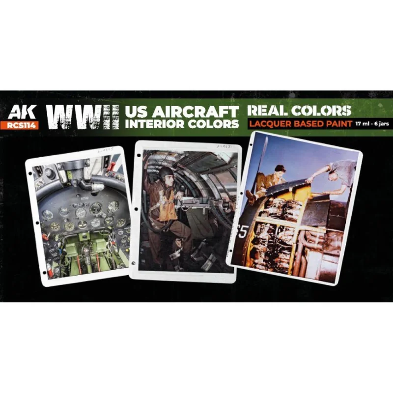 AK INTERACTIVE: Real Colors WWII US Aircraft Interior Colors SET Acrylic model paint