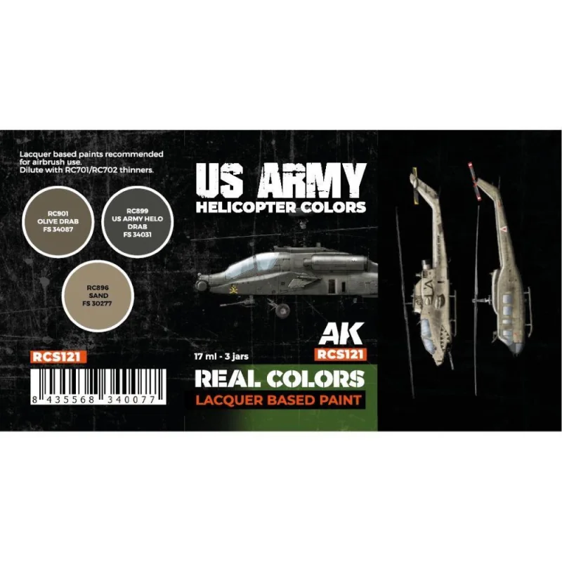 AK INTERACTIVE: Real Colors US Army Helicopter Colors SET Acrylic model paint