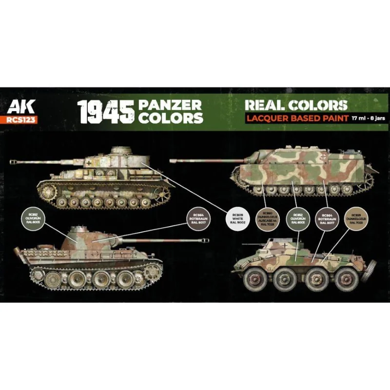 AK INTERACTIVE: Real Colors 1945 Panzer Colors SET Acrylic model paint