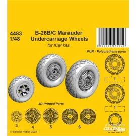 B-26B/C Marauder Undercarriage Wheels / for ICM kit 