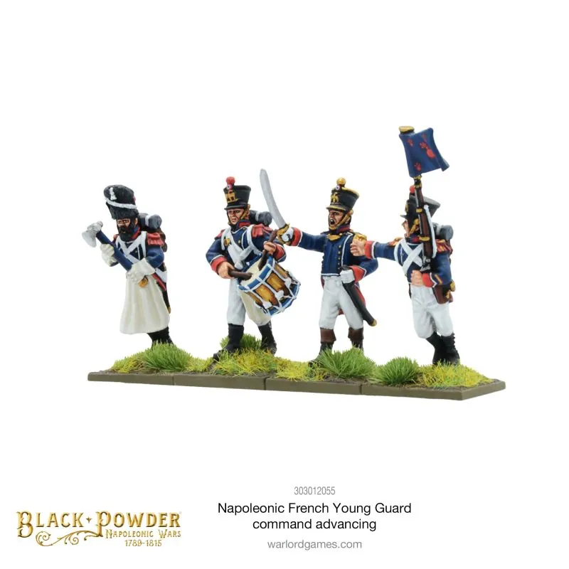 Napoleonic French Young Guard Command Advancing Figurine games 