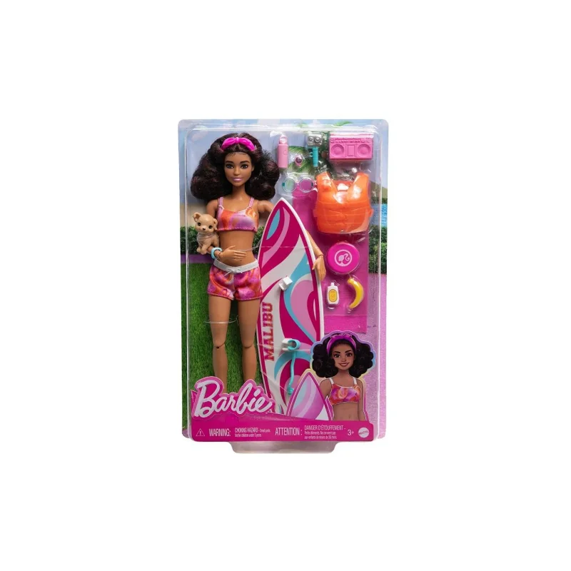 Mattel - Barbie Beach Surfer Brunette Doll / from Assort 