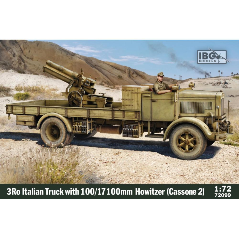 IBG MODELS: 1/72 - 3Ro Italian Truck with 100/17 100mm Howitzer (Cassone 2) Model kit 