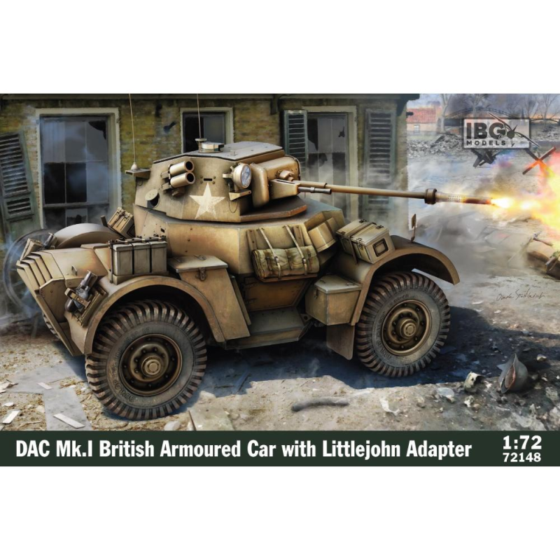 IBG MODELS: 1/72 - DAC Mk.I British Armoured Car with Little John Adapter Model kit 