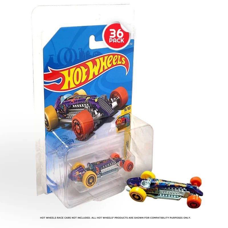 Hot Wheels pack 36 protection for blister packs (Long Card Mainline) Box and pen cases