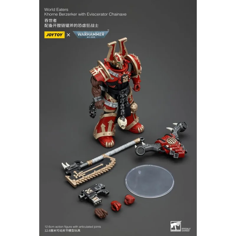 Warhammer 40k Figure 1/18 World Eaters Khorne Berzerker with Eviscerator Chainaxe 13 cm