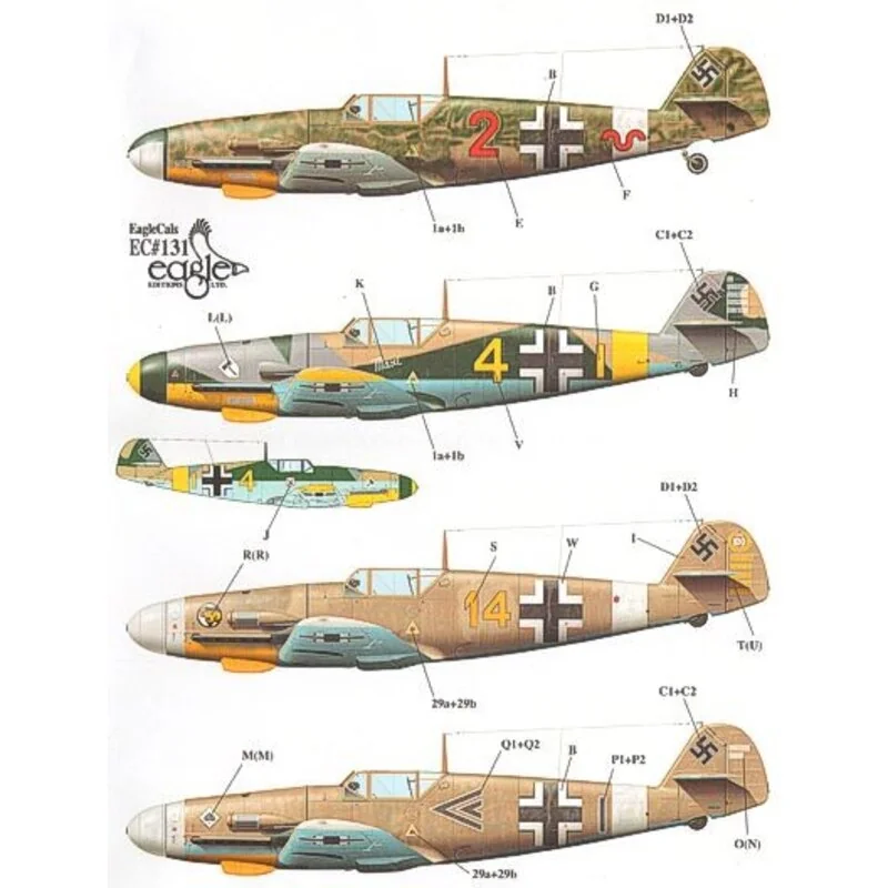 Messerschmitt Bf 109F-4. Markings for ′Red 2′ 8./JG 27 ′Yellow 4′ 9./JG 27 Pilot: Obfw. Eberhard von Boremski ′Yellow 14′ 3./JG 