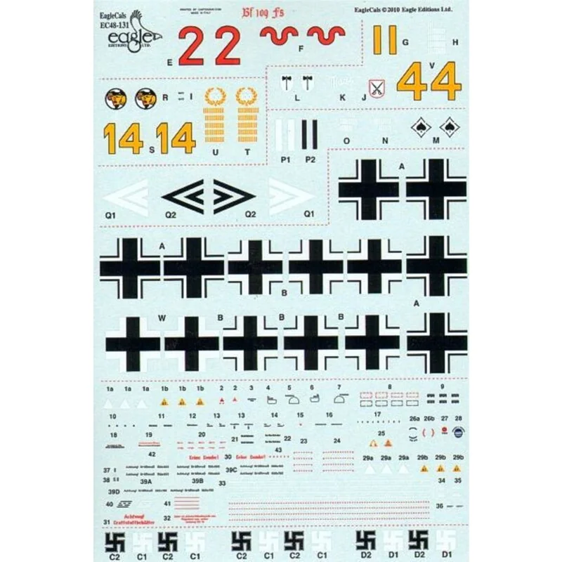 Messerschmitt Bf 109F-4. Markings for ′Red 2′ 8./JG 27 ′Yellow 4′ 9./JG 27 Pilot: Obfw. Eberhard von Boremski ′Yellow 14′ 3./JG 