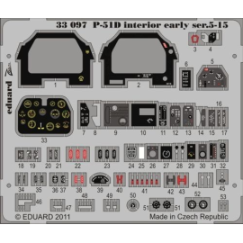 North-American P-51D Mustang Interior early ser.5-15 (self adhesive) (designed to be assembled with model kits from Tamiya)