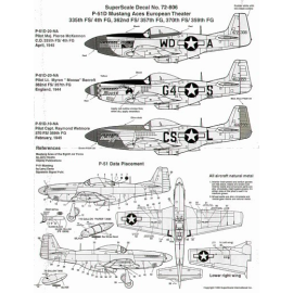 North-American P-51D Mustang Aces 8th Air Force (3) 472308 WD-A Maj Pierce McKennon CO 335FS/4FG ′Ridge Runner′ red nose,white r