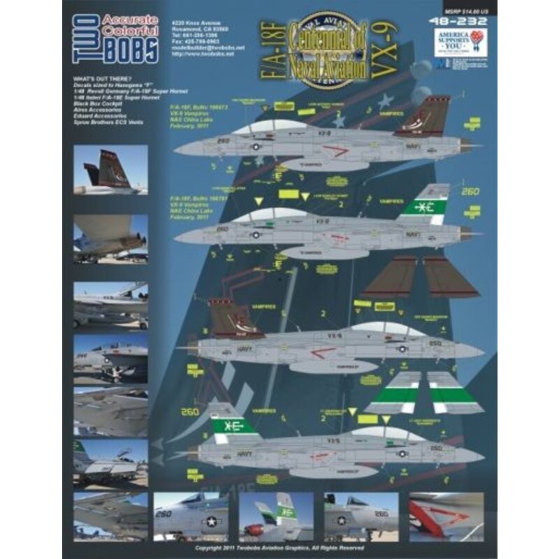 Boeing F/A-18F Super Hornet VX-9 Vampires CoNA (2) 166673 XE/250; 166791 XE/260. Both NAS China Lake 2011. 3ins CoNA Pressure Se