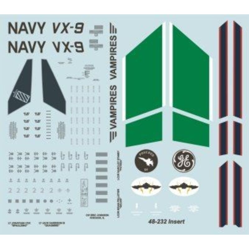 Boeing F/A-18F Super Hornet VX-9 Vampires CoNA (2) 166673 XE/250; 166791 XE/260. Both NAS China Lake 2011. 3ins CoNA Pressure Se