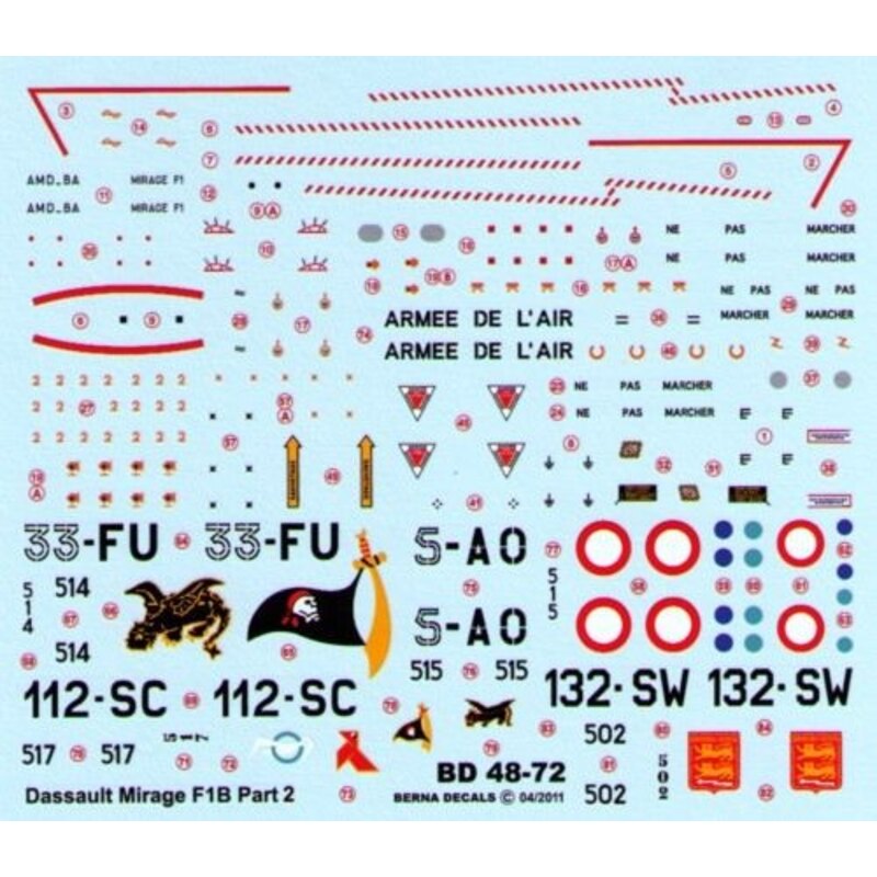Dassault Mirage F1B (4) No 517/112-SC 2/33 Savone Reims 2010; No 502/132-SW 2/30 Normandie-Niemen Colmar 2009;No 514/33-FU EC 3/