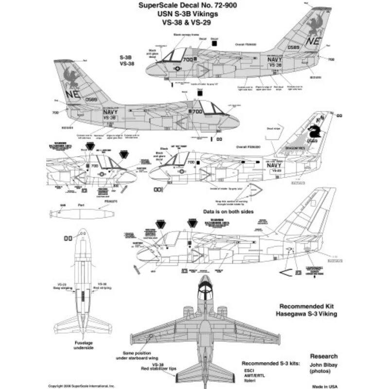 Lockheed S-3B Viking (2) 160589 NE/700 VS-38 USS Constellation; 169766 NH/700 VS-29 USS Carl Vinson