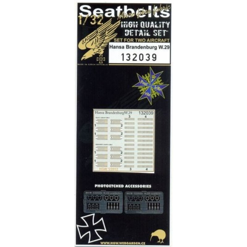 Hansa Brandenburg W.29 seat belts (for Wingnut Wings kits)