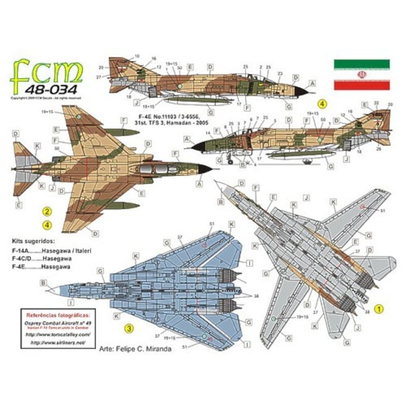 Persian Eagles, F-4D/E Phantoms and F-14A Tomcats Iran Air Force (4) F-4D 88815/3-6713 71st TFS Shlraz 2005; F-4¬£ 111103/3-6556