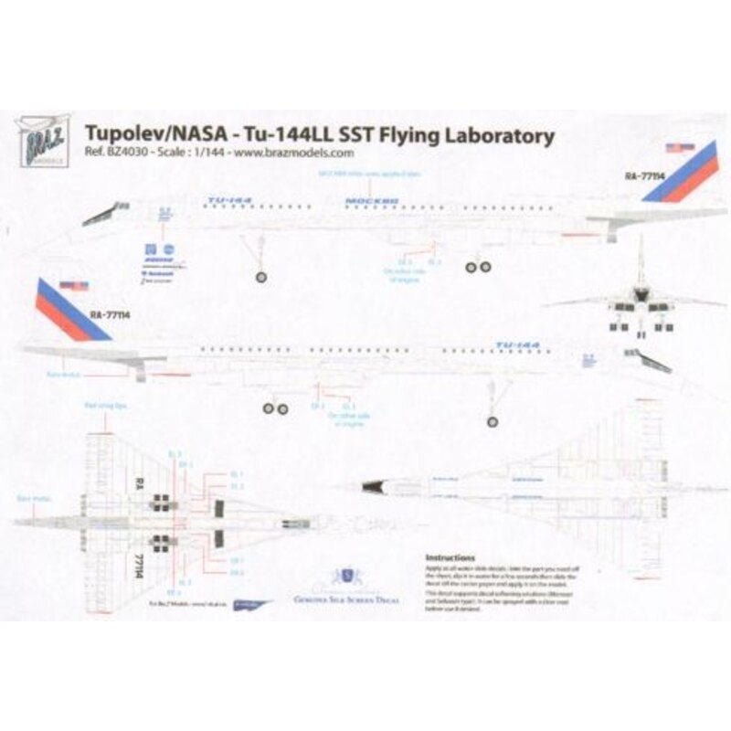 Tupolev Tu-144LL Moskva RA-77114 Flying Laboratory (for ICM kits)