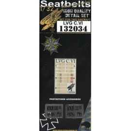 LVG C.VI seat belts seat belts. 2 sets of fabric belts with etched buckles (for Wingnut Wings kits)