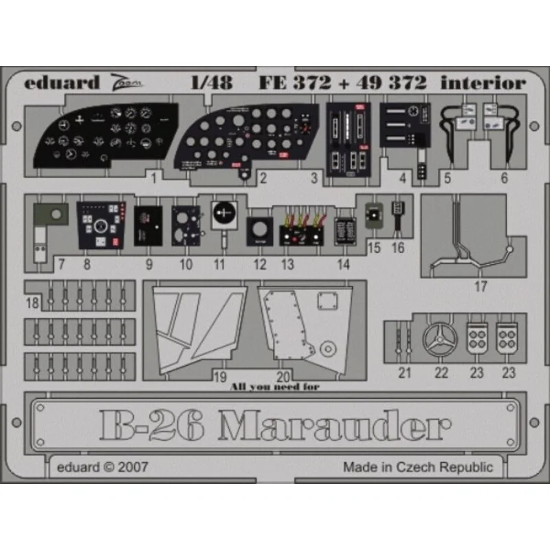 Martin B-26 Marauder interior PRE-PAINTED IN COLOUR! (designed used with Monogram and Revell) This Zoom set is a simplified vers