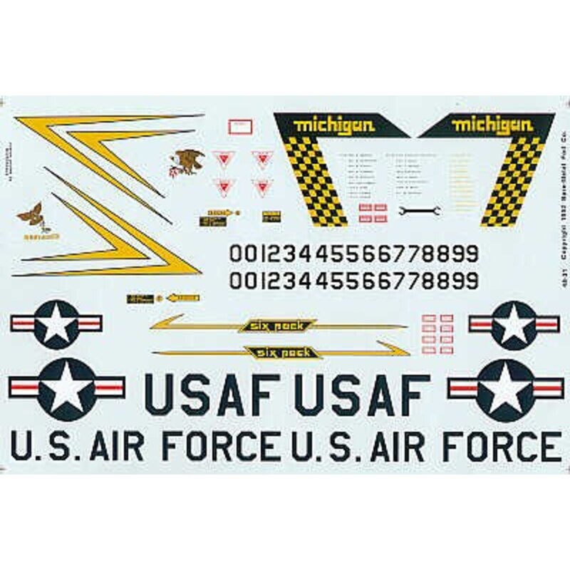 Convair F-106A Delta Dart 191FIG Six Pack Michigan ANG Selfridge Air Force Base black/yellow check rudder