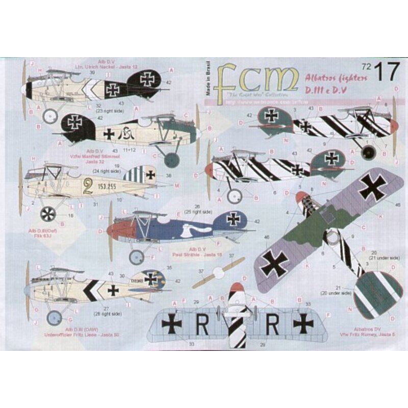 Albatros D.III and Fokker D.V (6) DIII. Yellow 2 153.255 Jasta 50 Fritz Liese DV Jasta 12 Lt Neckel Jasta 32 Manfred Stimmel Jas