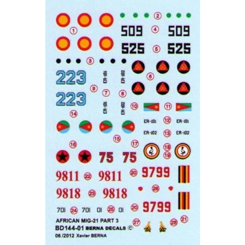 African Air Forces Mikoyan MiG-21 Part 3 : MiG-21bis 509 & 525 Congo-Brazzaville, MiG-21R ER-101 & MiG-21bis ER-102 Eritrea, MiG