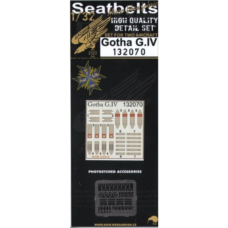 Gotha G.IV seat belts (designed to be used with Wingnut Wings kits) 