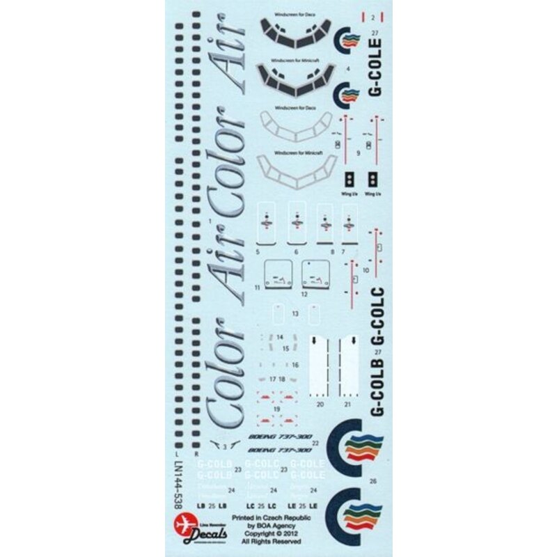 Boeing 737-300 COLOR AIR -G-COLB/C (designed to be used with Minicraft and Skyline kits) 