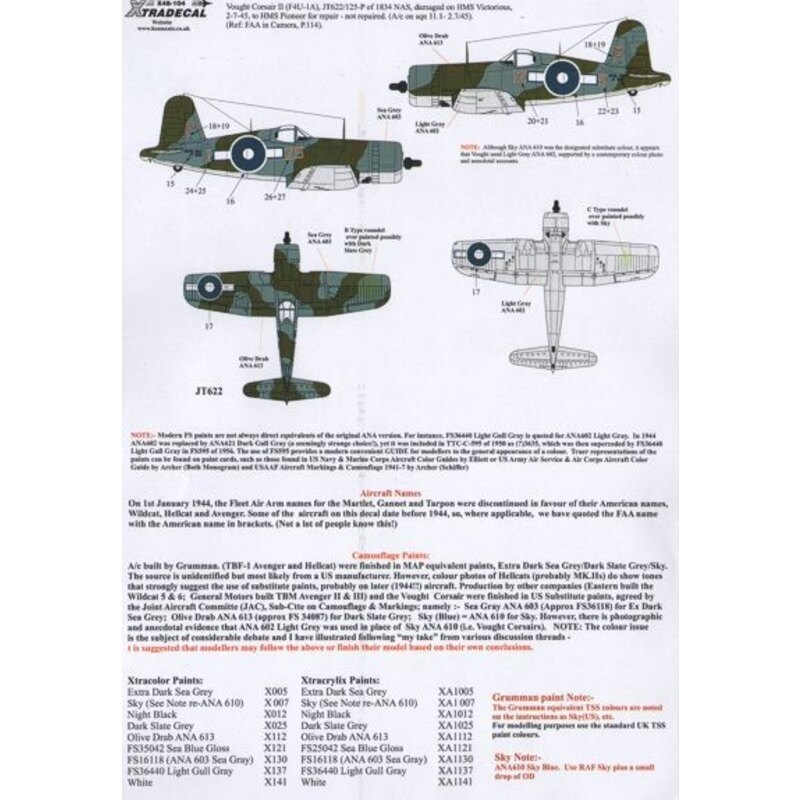 Yanks with Roundels Part 3 U.S. Aircraft in the Fleet Air Arm (3) Grumman F6F-5 Hellcat Mk.II JZ931 C3-M 800 NAS Trincomalee 194