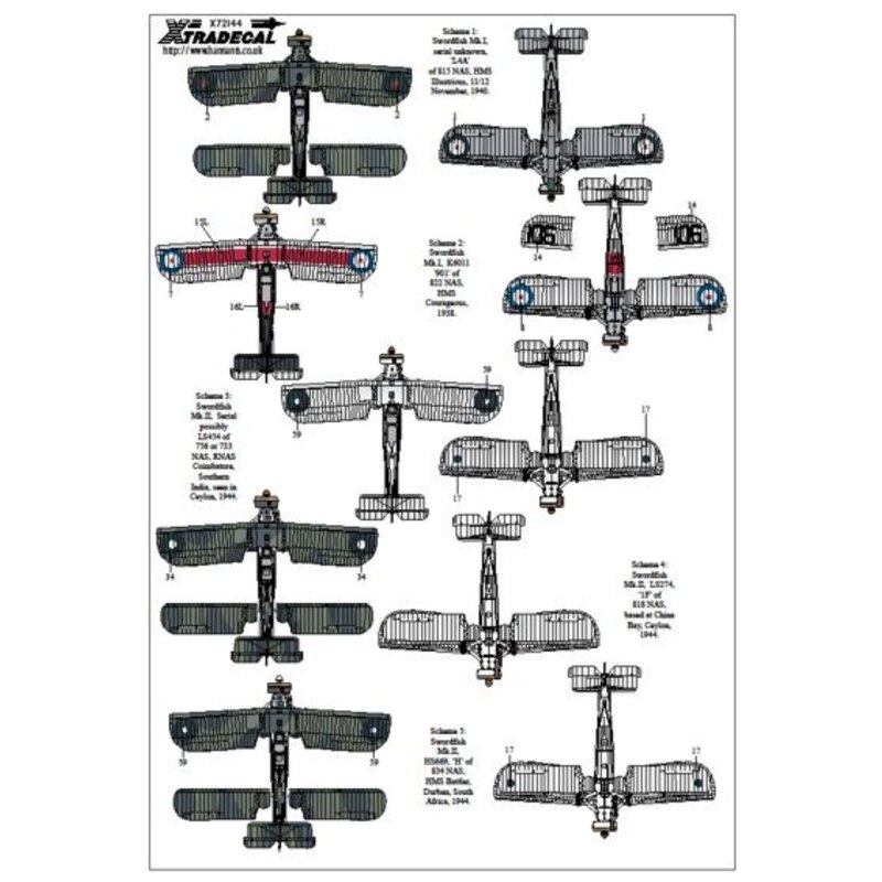 Decals Fairey Swordfish Mk.I/Mk.II/Mk.III Part 1 (8) 4A 815 NAS Lt.Cdr K. Williamson HMS Illustrious Taranto 11/12 November 1940