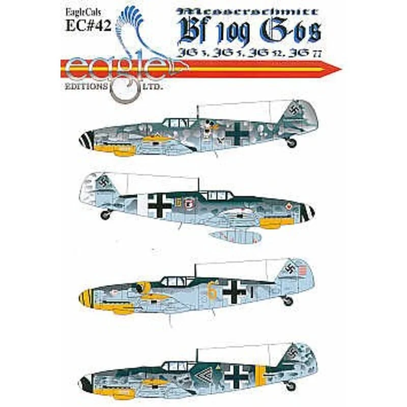 Messerschmitt Bf 109G-6 (4) Mickey Mouse II./JG5 Major Horst Carganico; Yellow 16 9./JG77 white band/rudder Sardinia 1943; Yel