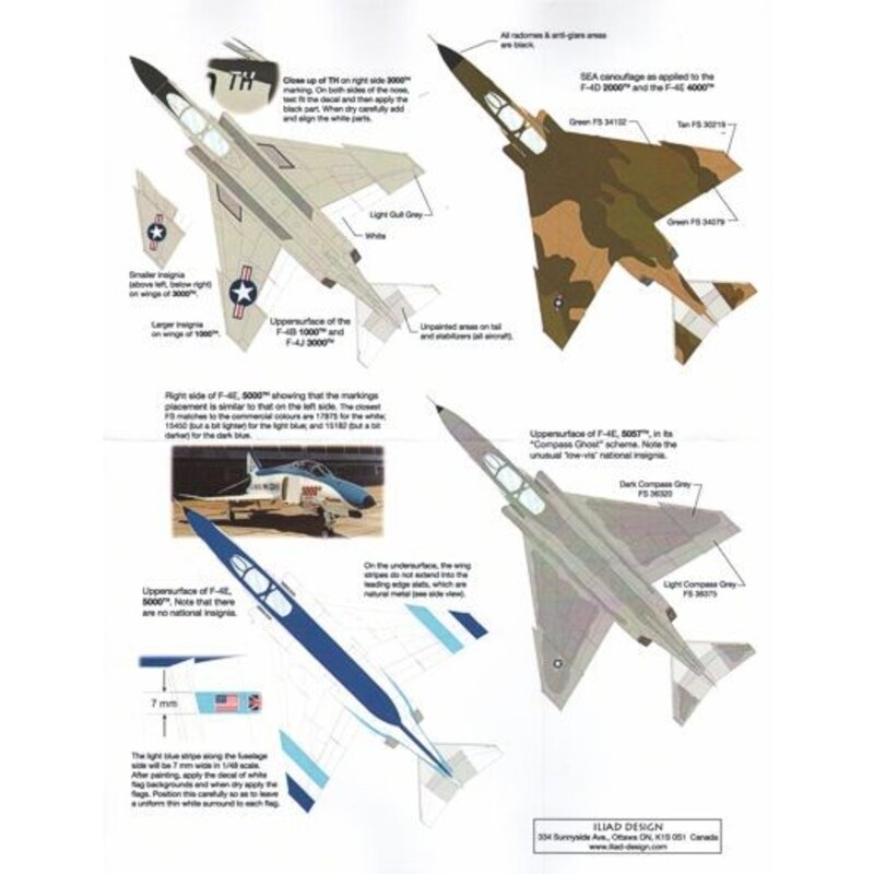 Milestone Phantoms (6) F-4B 152276 1000th 7/7/65; F-4D 66-7533 2000th 12/3/67; F-4J 155772 3000th 5/9/68; F-4E 69-7294 4000th 1/