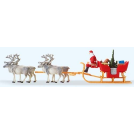 Santa sleigh with four reindeer