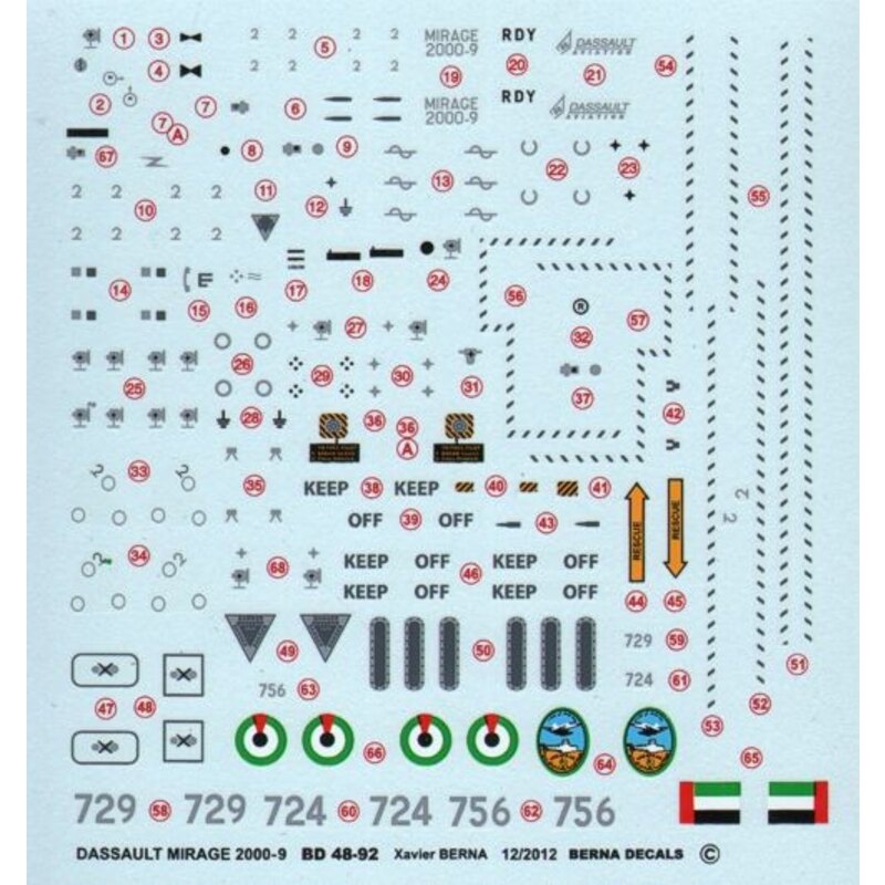 Dassault Mirage 2000-9EAD of United Arab Emirates Air Force : n°724 Dubai 11/2011, n°729 Dubai 11/2011, n°756 seen in Italy in M