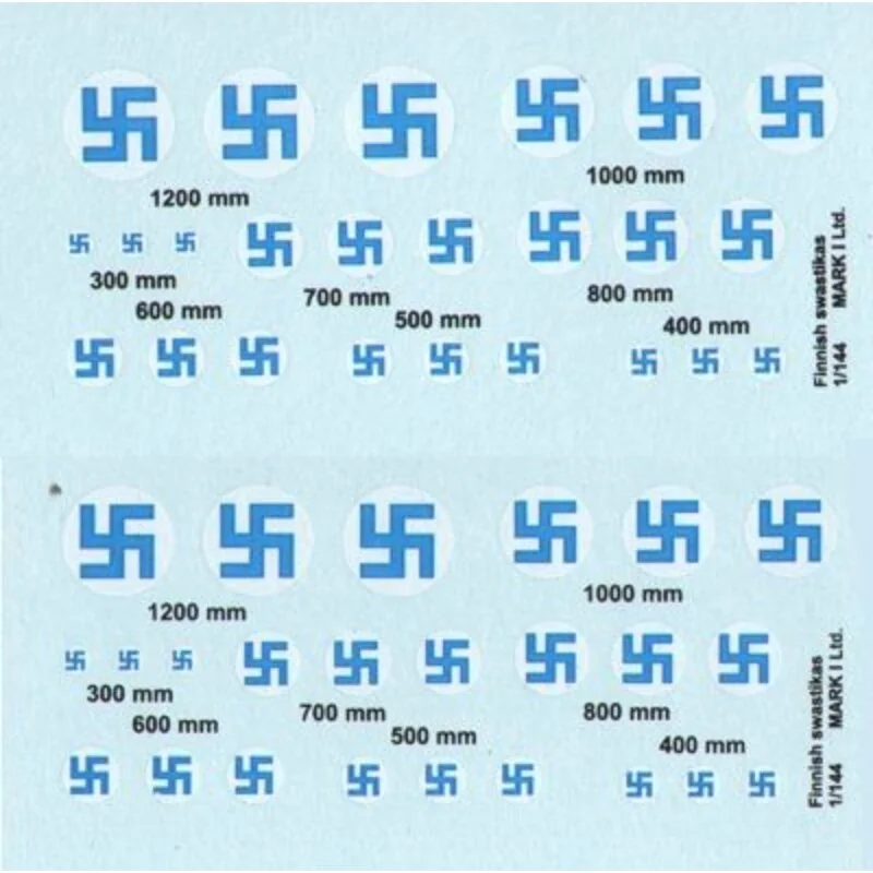 Finnish Swastikas, 2 sets diameter: 300; 400; 500; 600; 700; 800; 1000; 1200