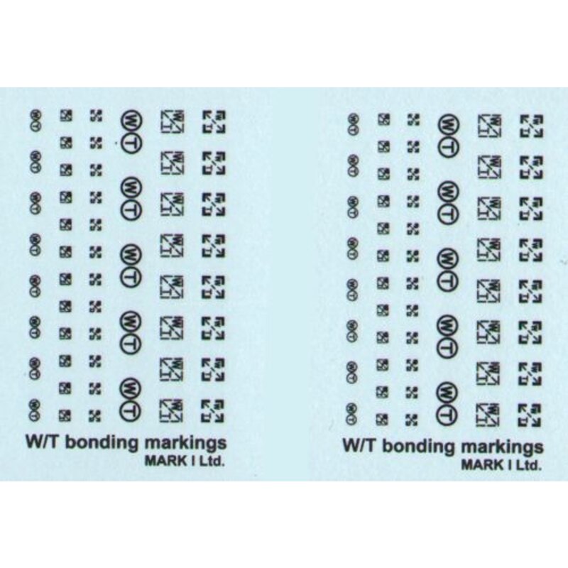 RAF/FAA Stencils, Pt.1, 2 sets W/T bonding markings, 2 styles 1/72 & 1/144