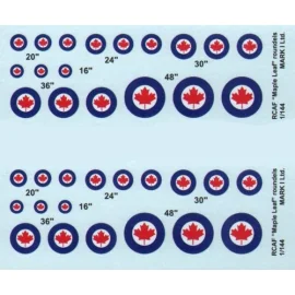 RCAF Maple Leaf roundels, 2 sets diameter: 16; 20; 24; 30; 36; 48˝