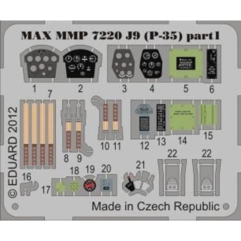 Seversky P-35 SwAF J9 detail set. This set is made for Special Hobby model kit but we presume many parts will be useful on other