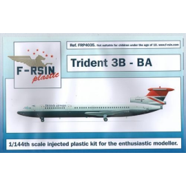 Trident 3B - British Airways - laser-printed decals with white silk-screened registrations. Model kit