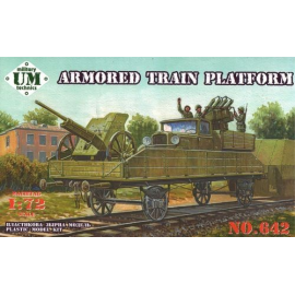 Armoured train platform railway wagon with field gun and rocket launching truck Model kit