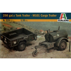 US 250 Gallon Tank Trailer & M101 Cargo Trailer Model kit