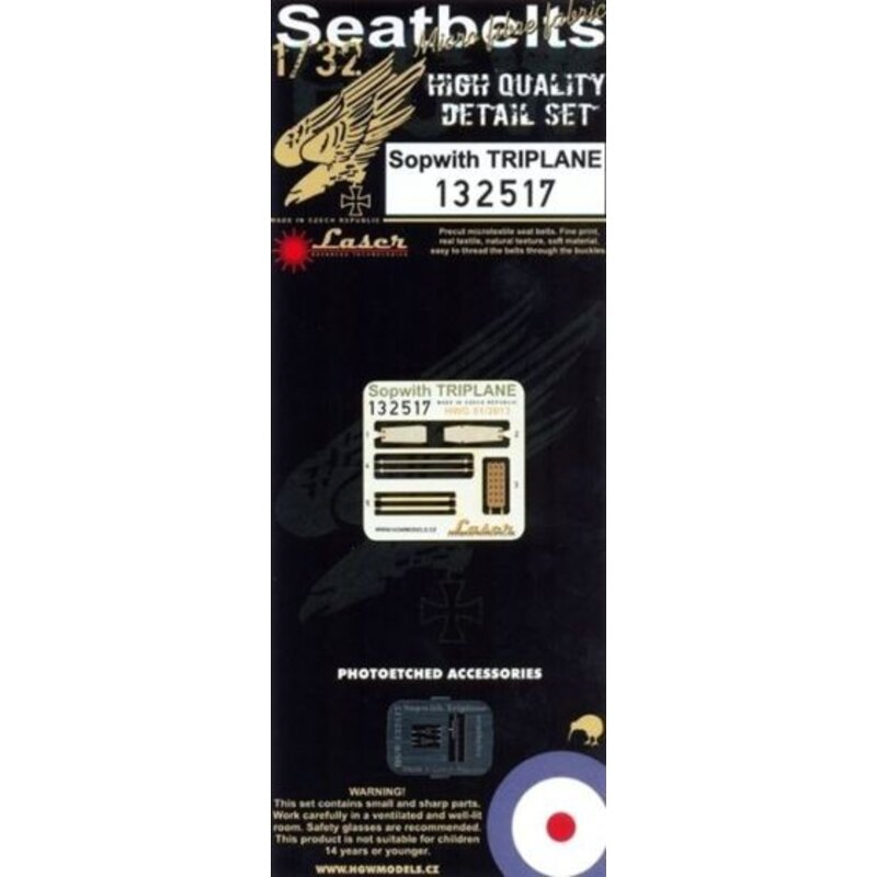 Sopwith TRIPLANE seatbelts (laser) (designed to be used with Wingnut Wings kits)